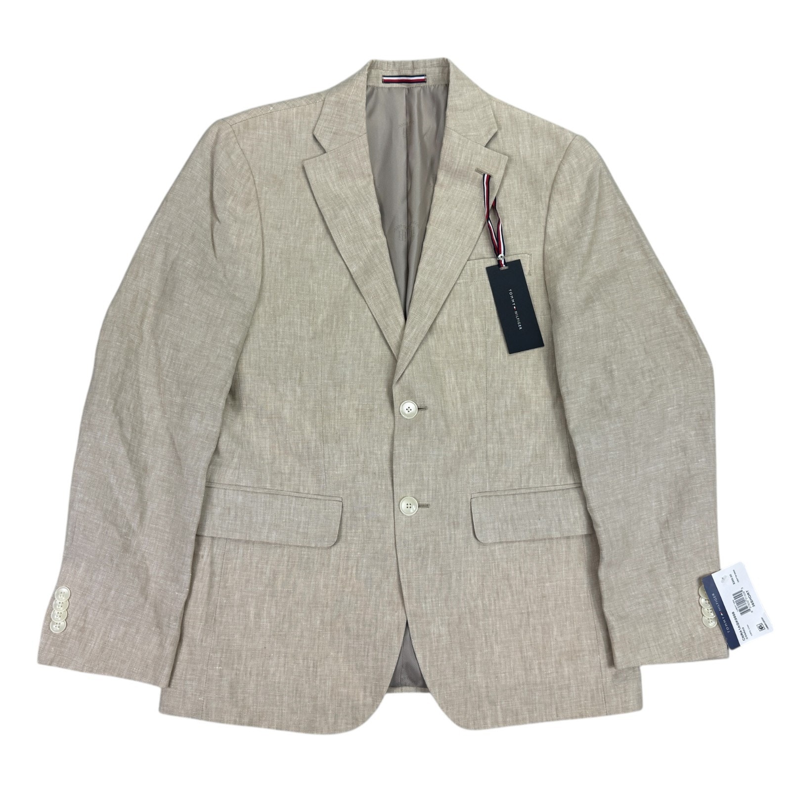 Tommy Hilfiger Mens Modern Fit 100% Linen Solid Sport Coat Tan 36s